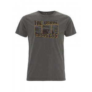 Dragstrip Clothing The Usual Suspects stone washed charcoal t`shirt
